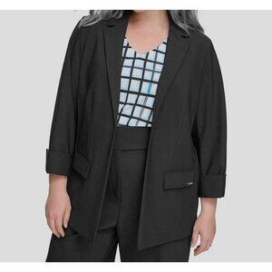 Calvin Klein Black Infinite-Stretch Open-Front Jacket Plus Size 20W MSRP $149